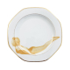 Vintage bordje met gouden rand en een toegevoegd model in yoga houding